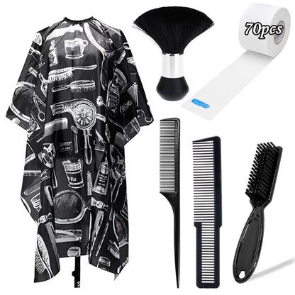 Kit profesional de peluquería Nexorretail con capa de corte, peines y sacapelos para salones de belleza.