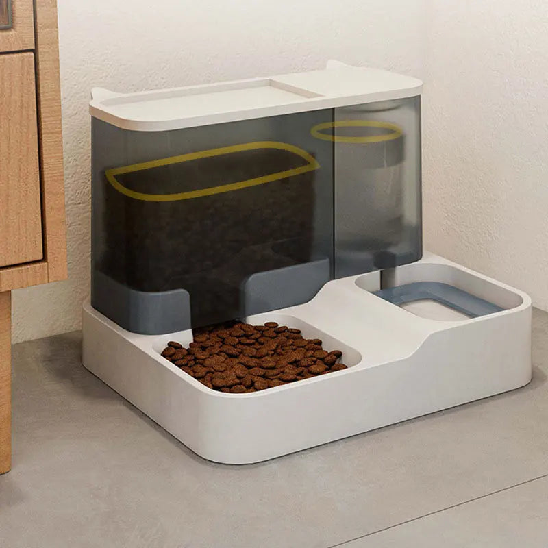 Comedero y Bebedero Automático Todo en Uno para Gatos, Tazón para Mascotas de Gran Capacidad, Dispensador de Agua Automático 2 en 1 Sin Mojado el Rostro