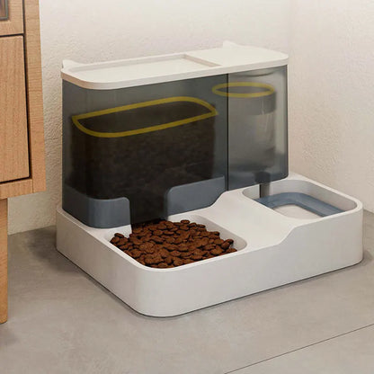 Comedero y Bebedero Automático Todo en Uno para Gatos, Tazón para Mascotas de Gran Capacidad, Dispensador de Agua Automático 2 en 1 Sin Mojado el Rostro