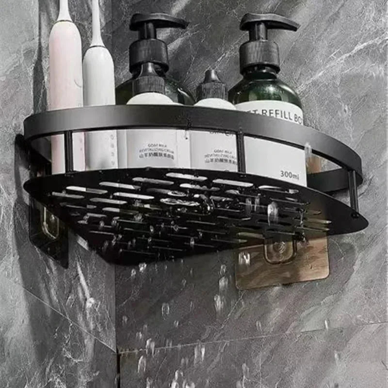 Estante de baño de aleación de aluminio, estante para champú, organizador de almacenamiento de maquillaje, estante de ducha, accesorios de baño, estante esquinero de pared sin taladro