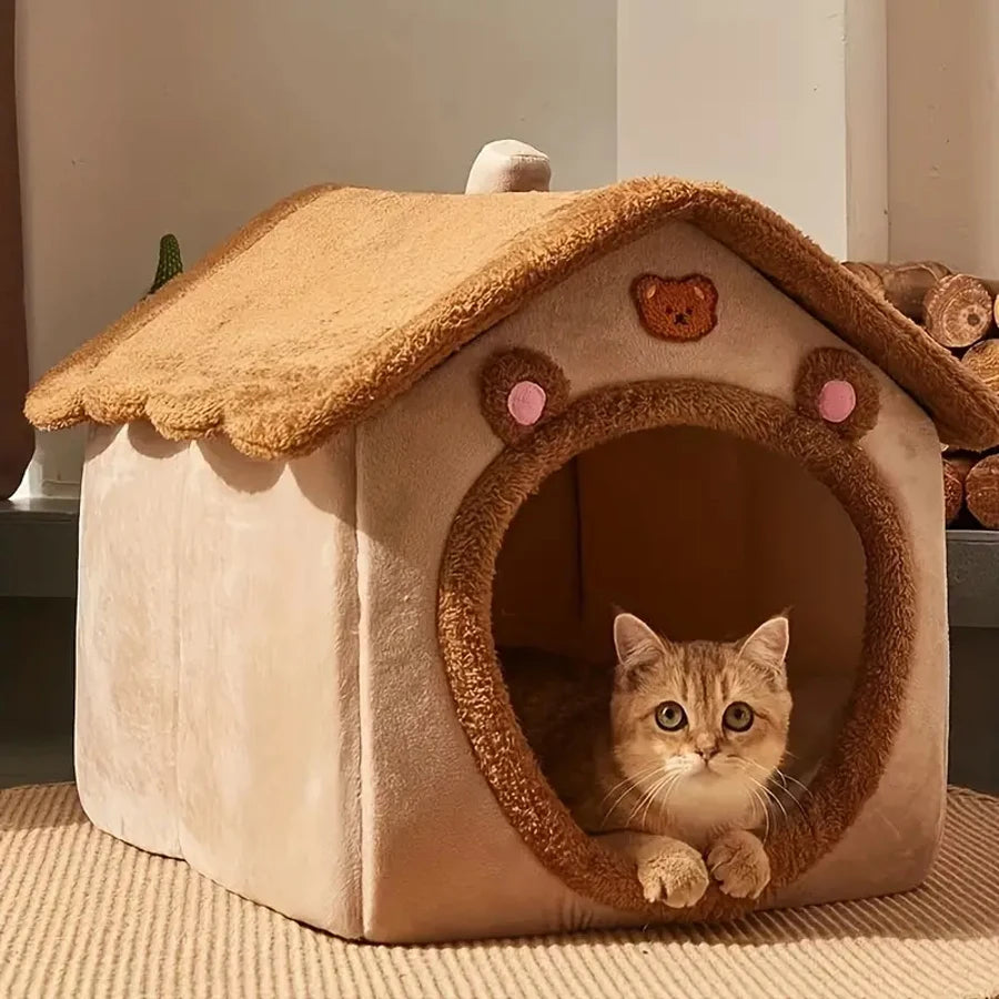 Casa plegable para mascotas, casa lavable extraíble para gatos, cueva para cachorros, sofá, cama para mascotas, casa para perros extra pequeños y gatos pequeños y medianos