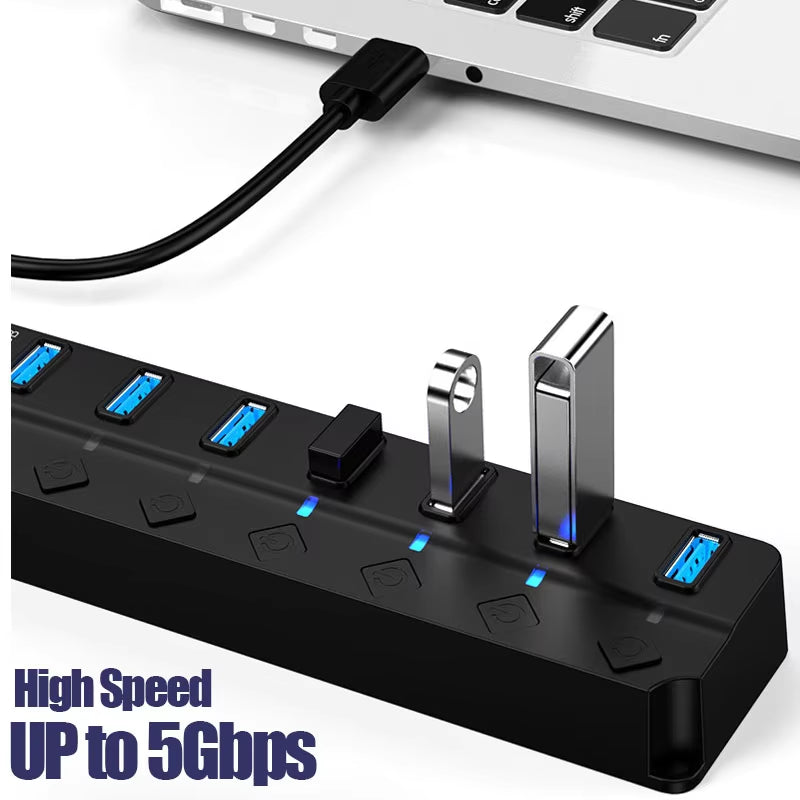 Adaptador de Corriente USB 3.0, Divisor USB Múltiple de 4/7 Puertos, Concentrador USB 2.0, Extensor USB Múltiple, Cable de 30CM, Estaciones de Acoplamiento