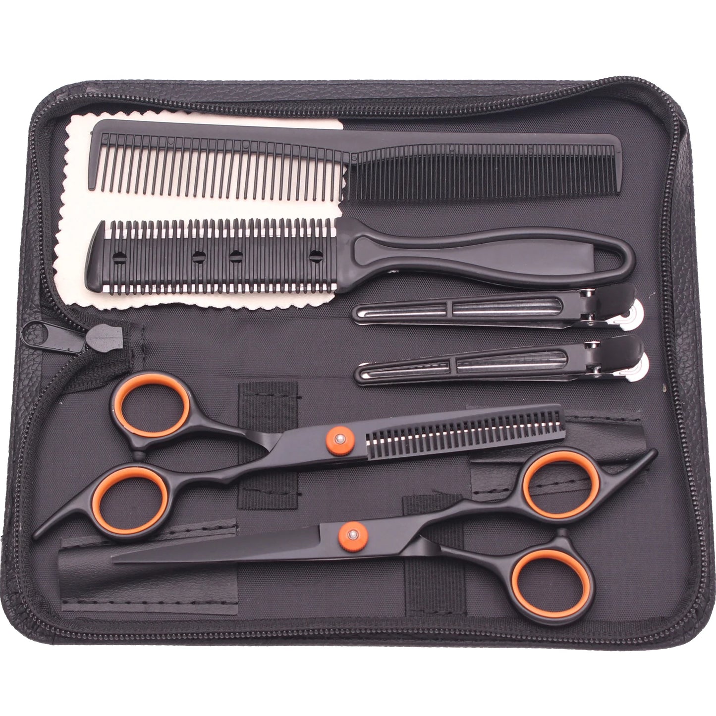 Kit de tijeras de peluquería profesional Nexorretail con 6.0 de acero japonés, mostrando las tijeras en un estuche.