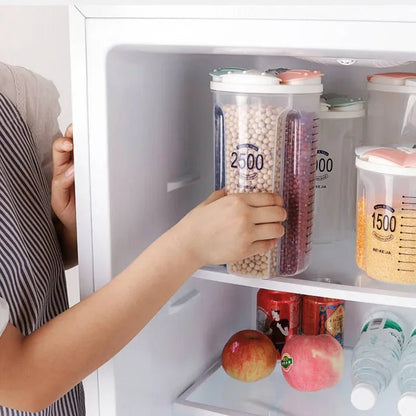 Bote organizador de cocina Nexorretail con divisiones para alimentos, tapa hermética y diseño de rejilla para almacenamiento de grano y más