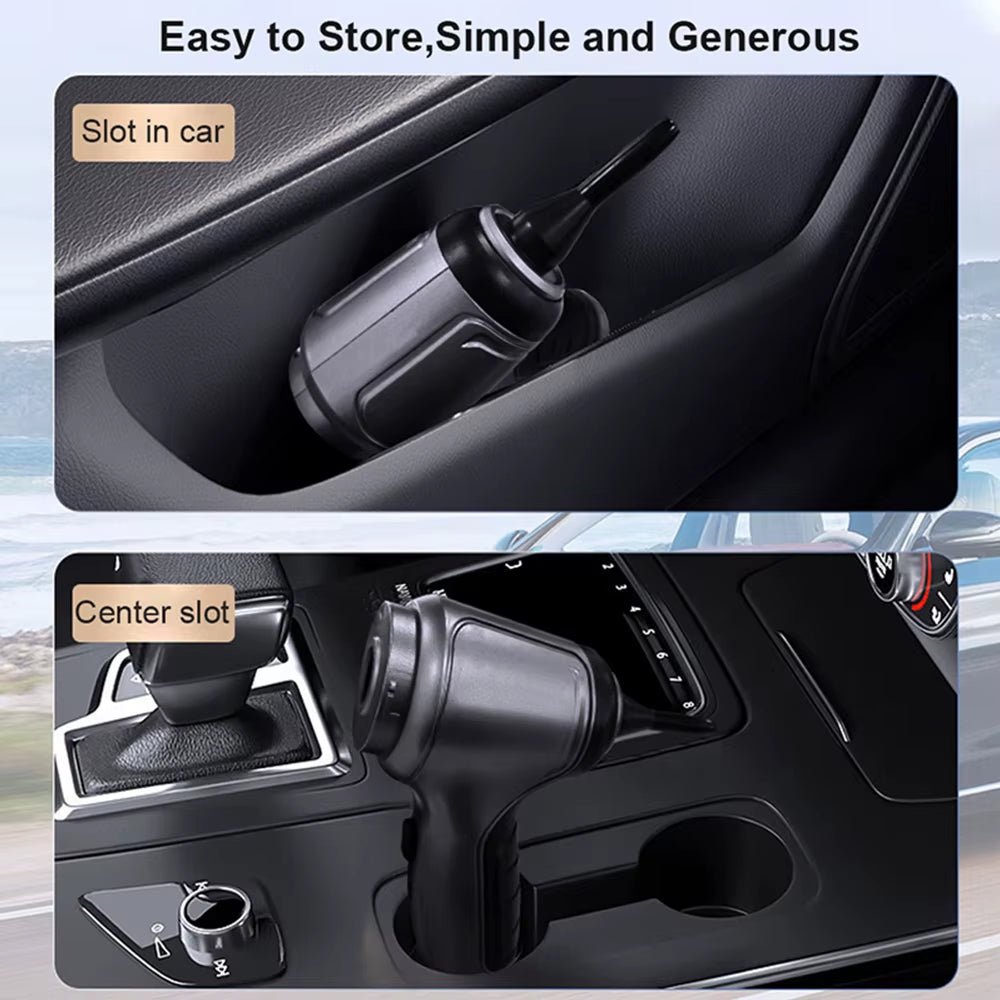 Aspirador de coche inalámbrico Nexorretail de mano con potencia de 95000Pa, con boquilla y diseño compacto para limpieza.