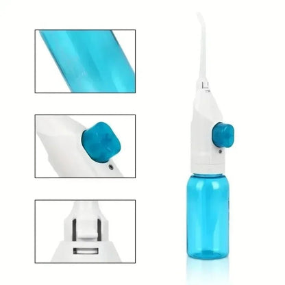 Irrigador bucal portátil Nexorretail con chorro manual para limpieza profunda de dientes y encías, color negro.