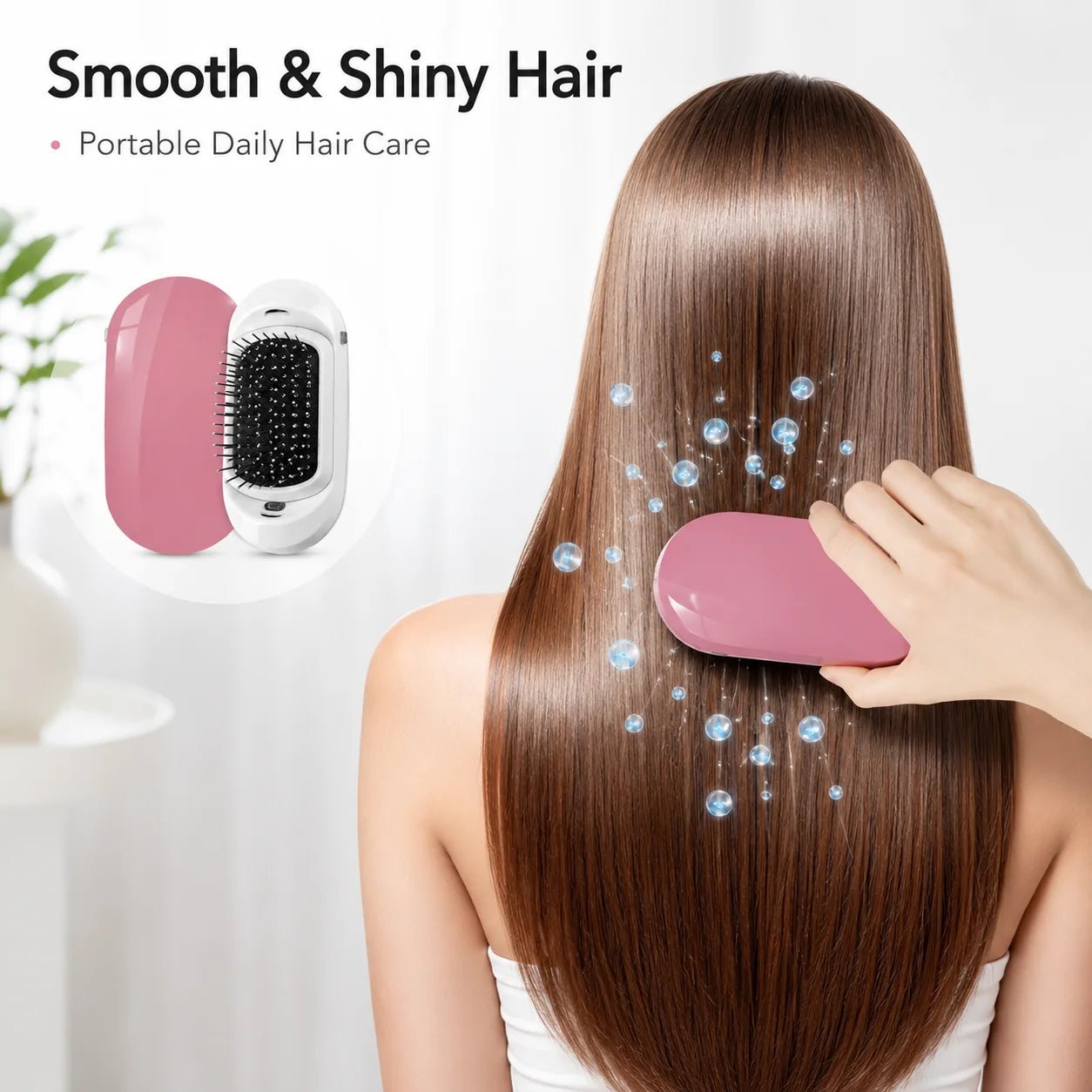 Cepillo iónico eléctrico portátil Nexorretail con masajeador de vibración para cabello suave, brillante y cuero cabelludo relajado.