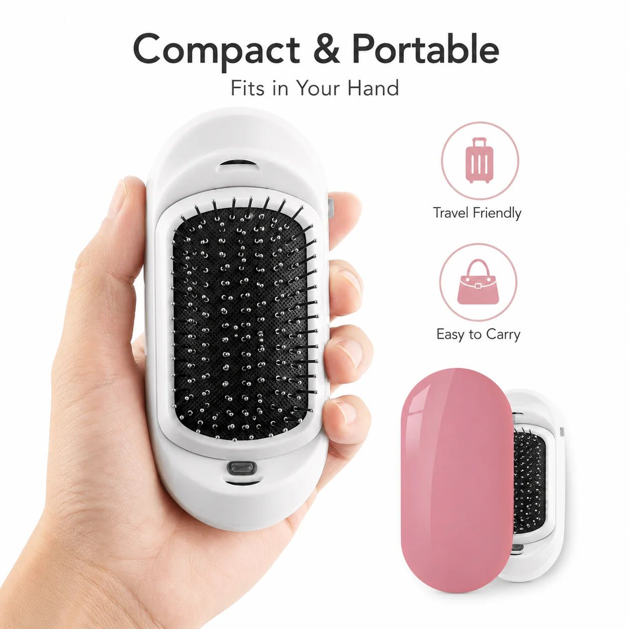 Cepillo iónico eléctrico portátil Nexorretail con masajeador de vibración, para cabello suave y brillante, ideal para viajes.