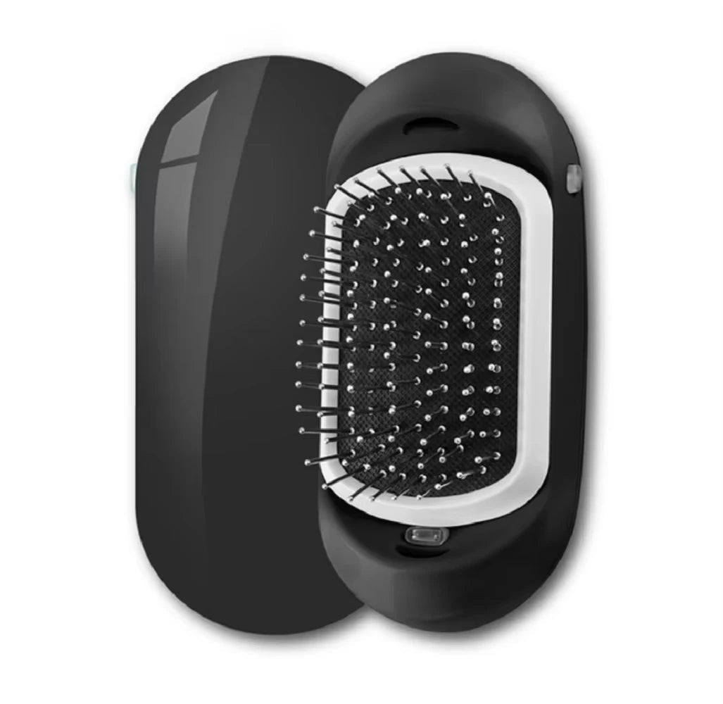 Cepillo iónico eléctrico portátil Nexorretail con masajeador de vibración para cabello suave y brillante, ideal para viajes.
