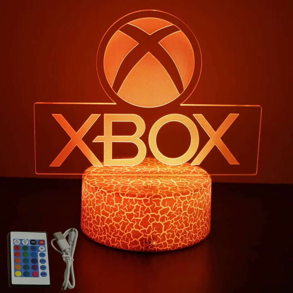 Lámpara LED 3D de Neón RGB para escritorio gamer y habitación, con diseño de luces nocturnas y configuraciones de juegos.