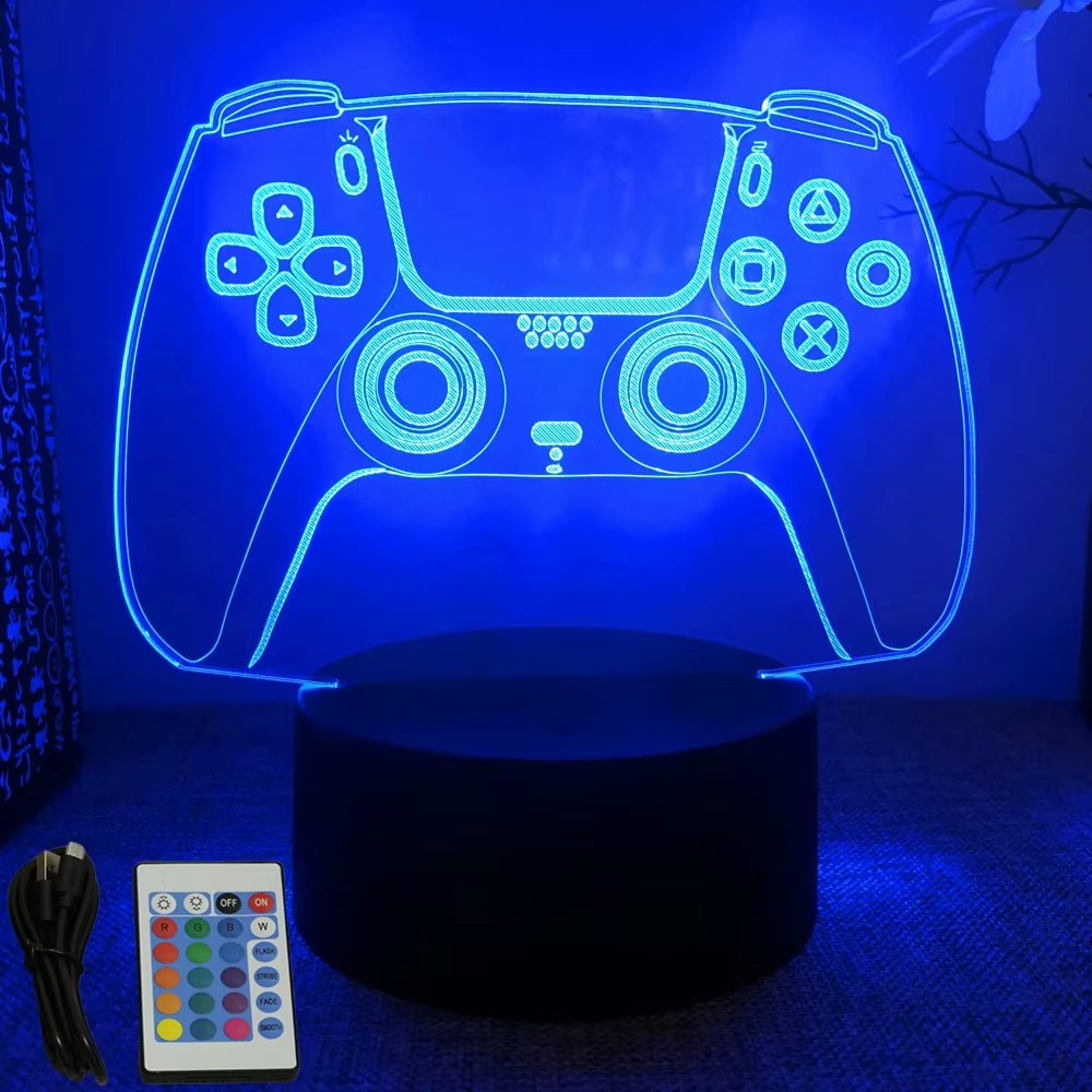 Lámpara LED 3D de Neón RGB para escritorio gamer y habitación, con diseño de juego y luz nocturna en color brillante.