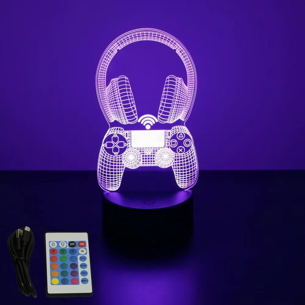 Lámpara LED 3D de Neón RGB Nexorretail para escritorio gamer y habitación, con luz nocturna y decoración de juegos.