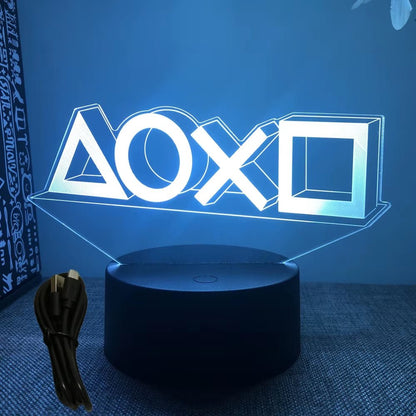 Lámpara LED 3D de Neón RGB para escritorio gamer y habitación, con diseño de luz nocturna y colores vivos para decoración.