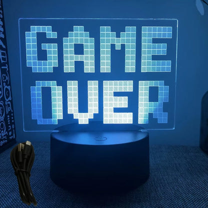 Lámpara LED 3D de Neón RGB para escritorio y habitación, con diseño de gaming y luz nocturna para decoraciones de jugadores.