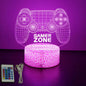 Lámpara LED 3D de Neón RGB para escritorio gamer y habitación, con diseño de luces nocturnas y configuración de juegos.