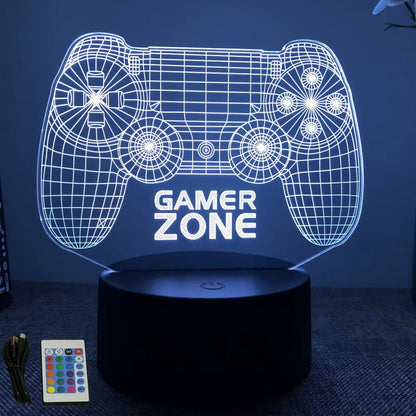 Lámpara LED 3D de neón RGB de Nexorretail para escritorio gamer y habitación, con configuración de juegos y luz nocturna.