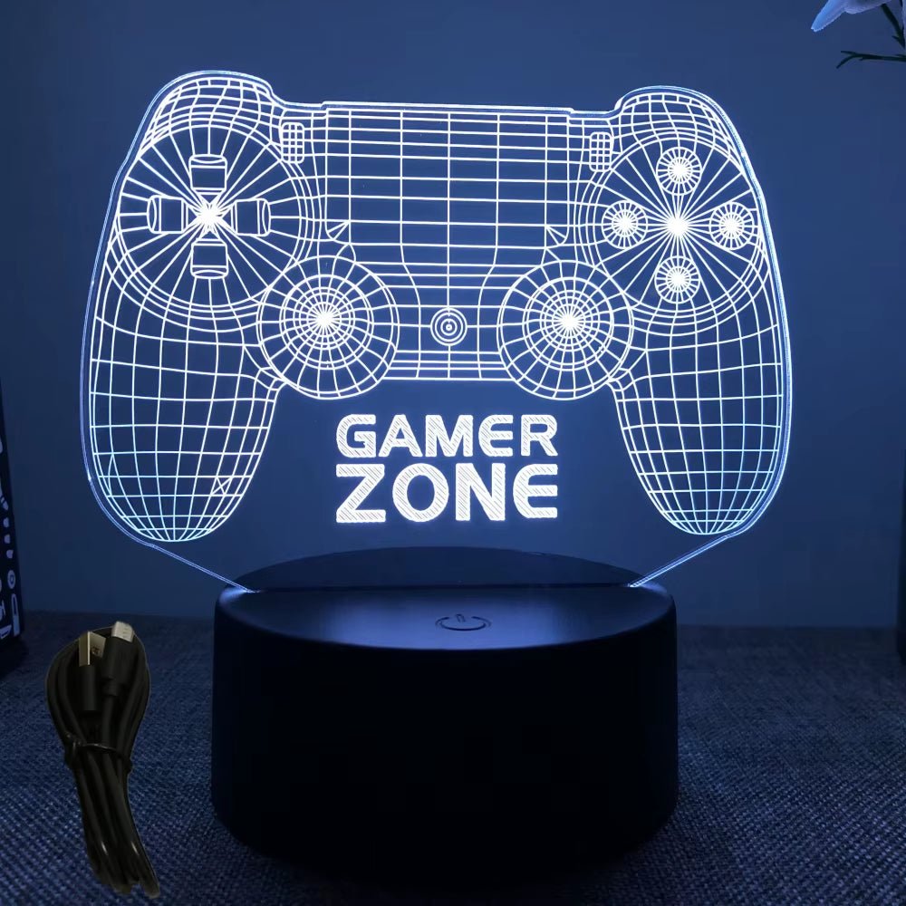 Lámpara LED 3D de Neón RGB para escritorio gamer y habitación, con diseño de neón y luz nocturna en colores vibrantes.