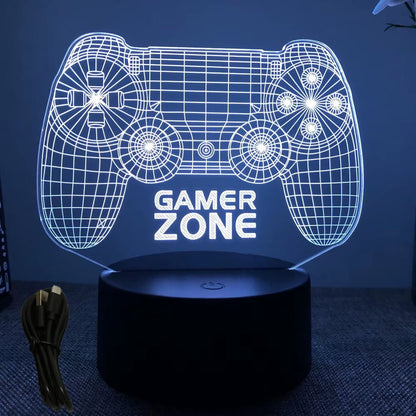 Lámpara LED 3D de Neón RGB para escritorio gamer y habitación, con diseño de neón y luz nocturna en colores vibrantes.