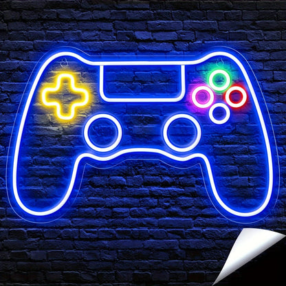 Letrero de neón LED con diseño de mando gamer para pared, decorativo y luminoso, ideal para habitaciones y fiestas de jugadores.