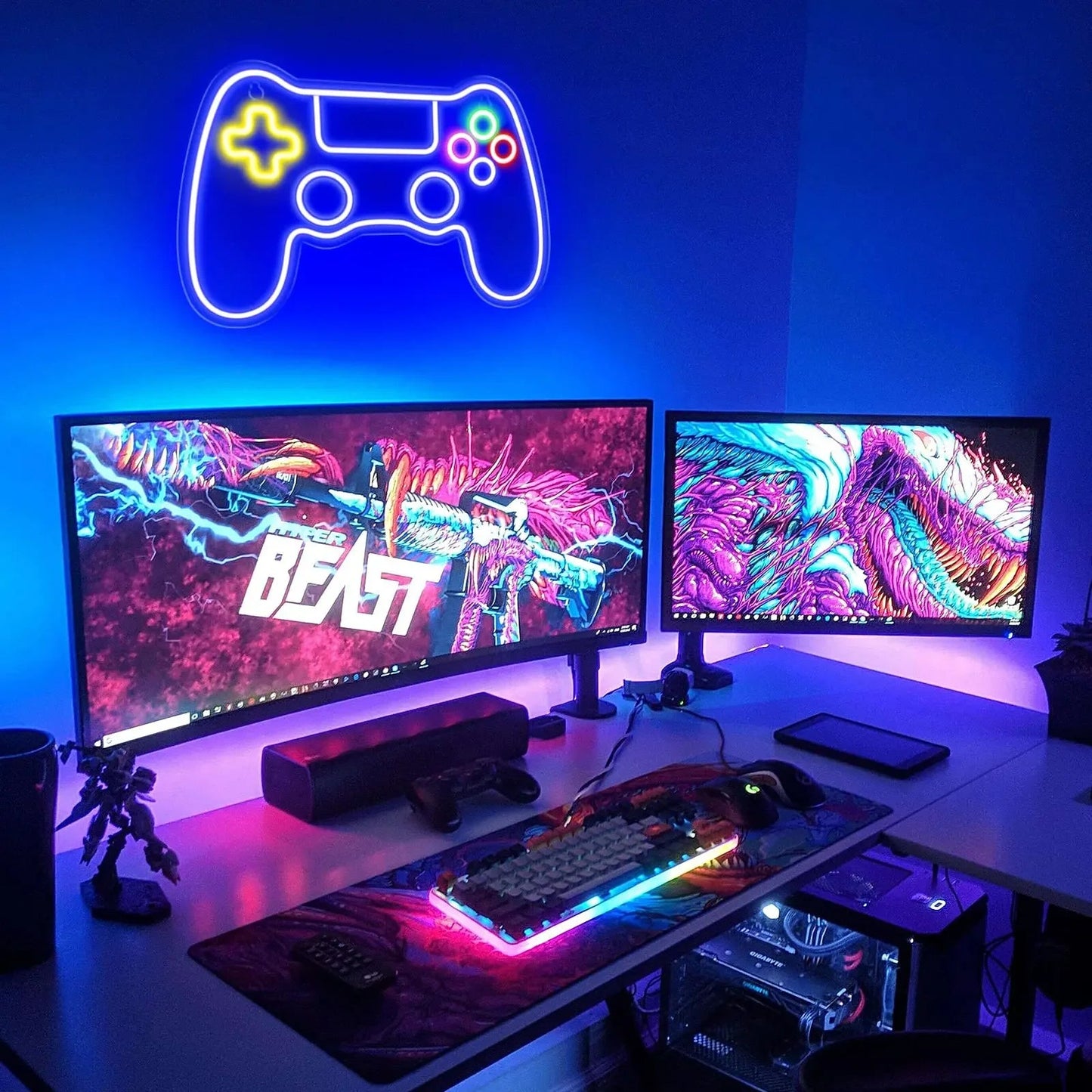 Letrero de neón LED de Nexorretail con diseño de mando gamer, luz decorativa para habitación, fiesta o cueva de juegos.