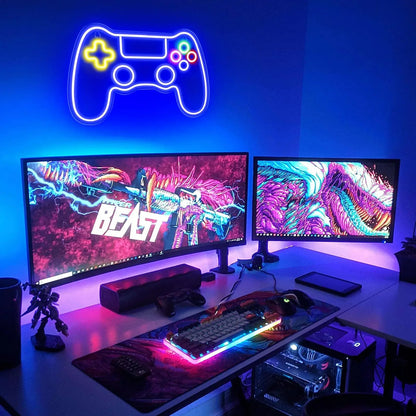 Letrero de neón LED de Nexorretail con diseño de mando gamer, luz decorativa para habitación, fiesta o cueva de juegos.