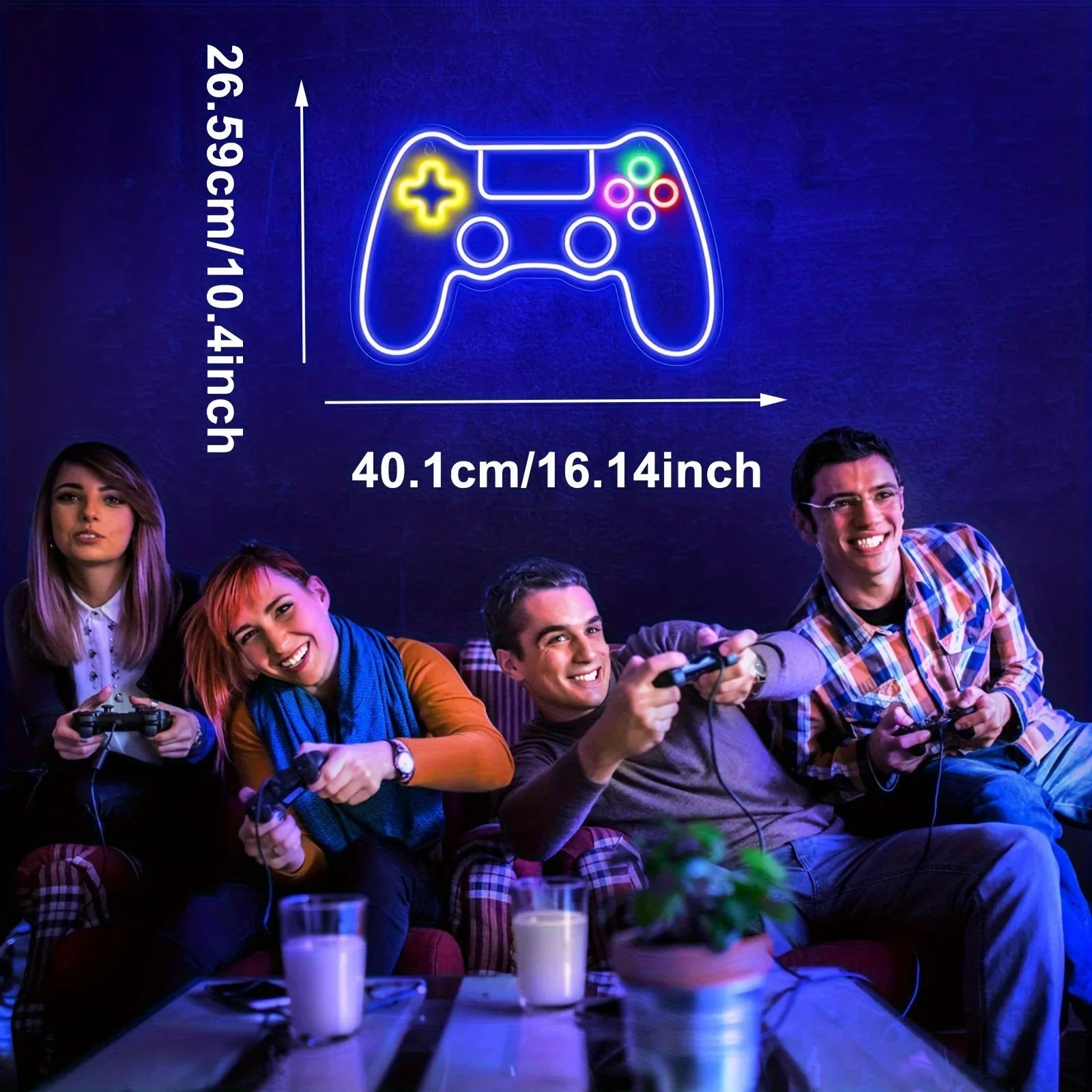 Letrero de neón LED con diseño de mando gamer para pared, decoración luminosa para habitaciones y fiestas, ideal para jugadores.