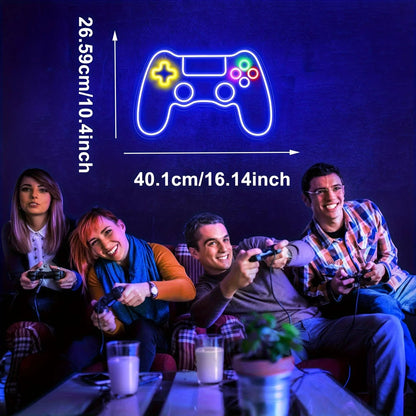 Letrero de neón LED con diseño de mando gamer para pared, decoración luminosa para habitaciones y fiestas, ideal para jugadores.