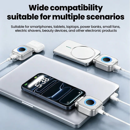 Cargador USB C de carga rápida Nexorretail de 140W con apagado automático, para teléfonos y dispositivos electrónicos.