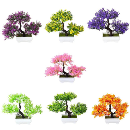 Bonsái artificial en maceta de Nexorretail, planta decorativa pequeña para hogar y jardín, ideal para decoración zen y de interior.