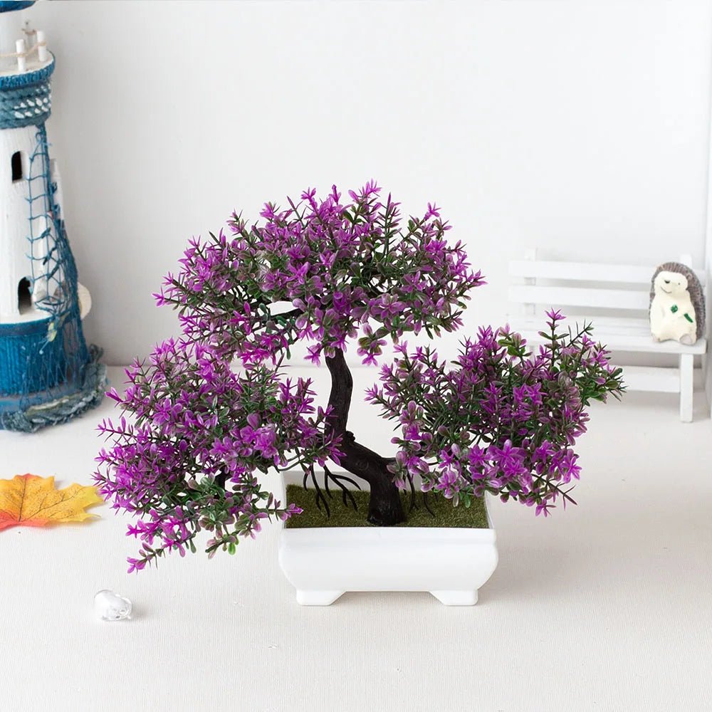 Bonsái artificial en maceta de tamaño pequeño para decoración de hogar, planta decorativa de Nexorretail con estilo zen y moderno.