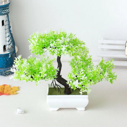 Bonsái artificial en maceta de decoración para el hogar, árbol pequeño de planta artificial para jardín y mesa en estilo zen