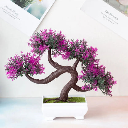 Bonsái artificial en maceta de decoración para hogar, árbol pequeño de planta artificial para jardín, mesa o habitación.