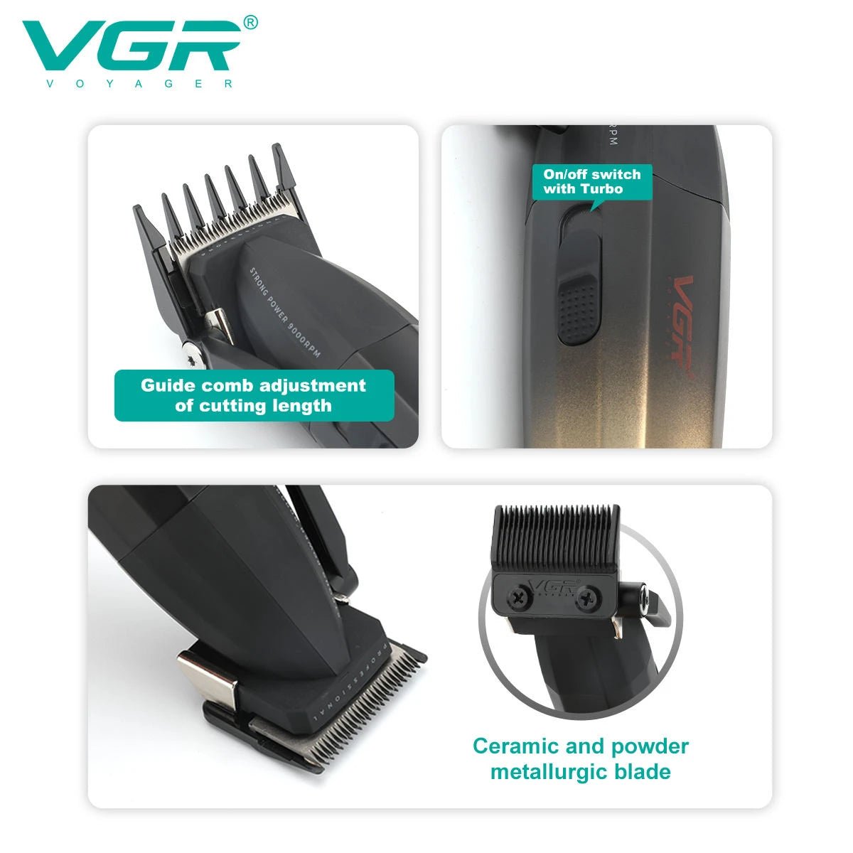 Máquina cortadora de pelo profesional eléctrica Nexorretail VGR en color verde, con diseño metálico para barbería y recorte de cabello.