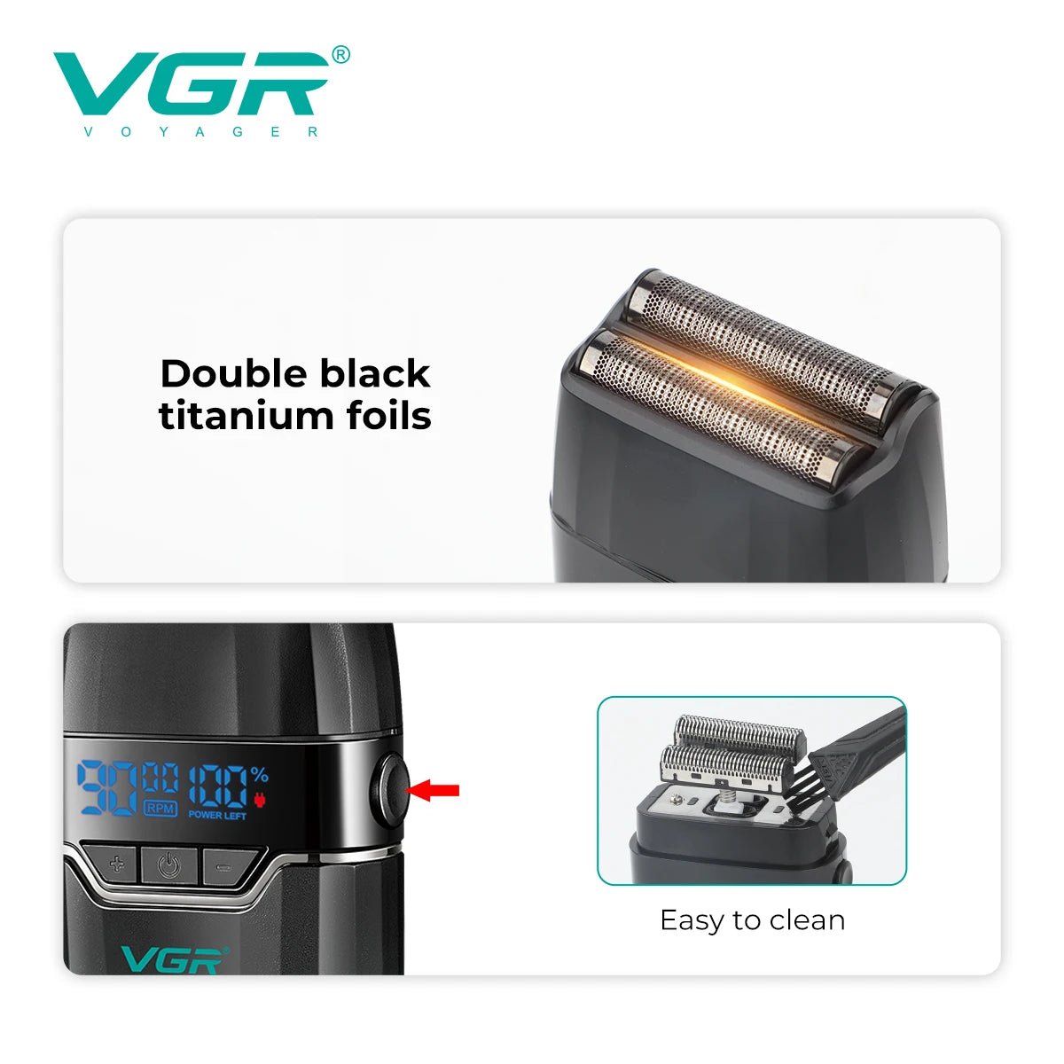 Máquina cortadora de pelo profesional VGR eléctrica para barbería, color verde, con recortadora de cabello y barba para hombres.