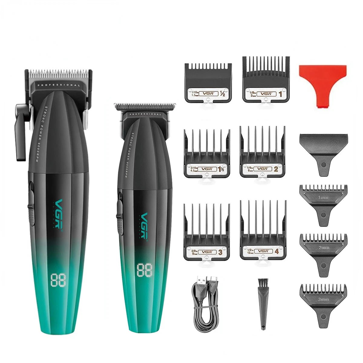 Máquina cortadora de pelo profesional VGR de Nexorretail, eléctrica, con diseño metálico para barbería y recorte de cabello masculino.