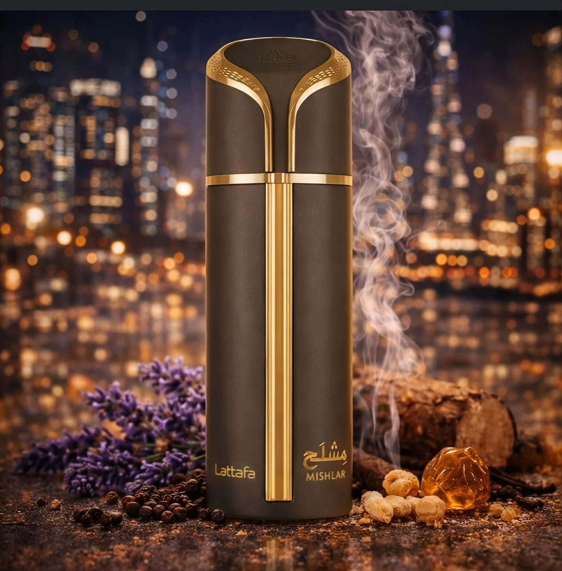 Perfume Lattafa Mishlah 100ml, eau de parfum árabe de lujo con frasco elegante y diseño sofisticado.