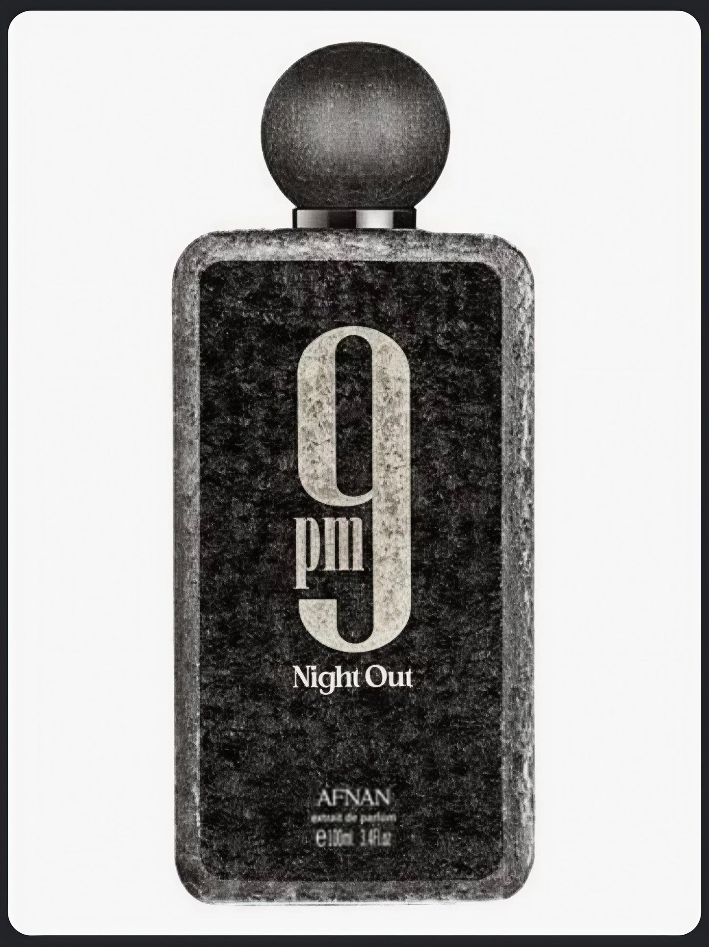 Perfume Afnan 9 PM Night Out de 100ml, extracto de perfume unisex de lujo, frasco elegante y sofisticado.