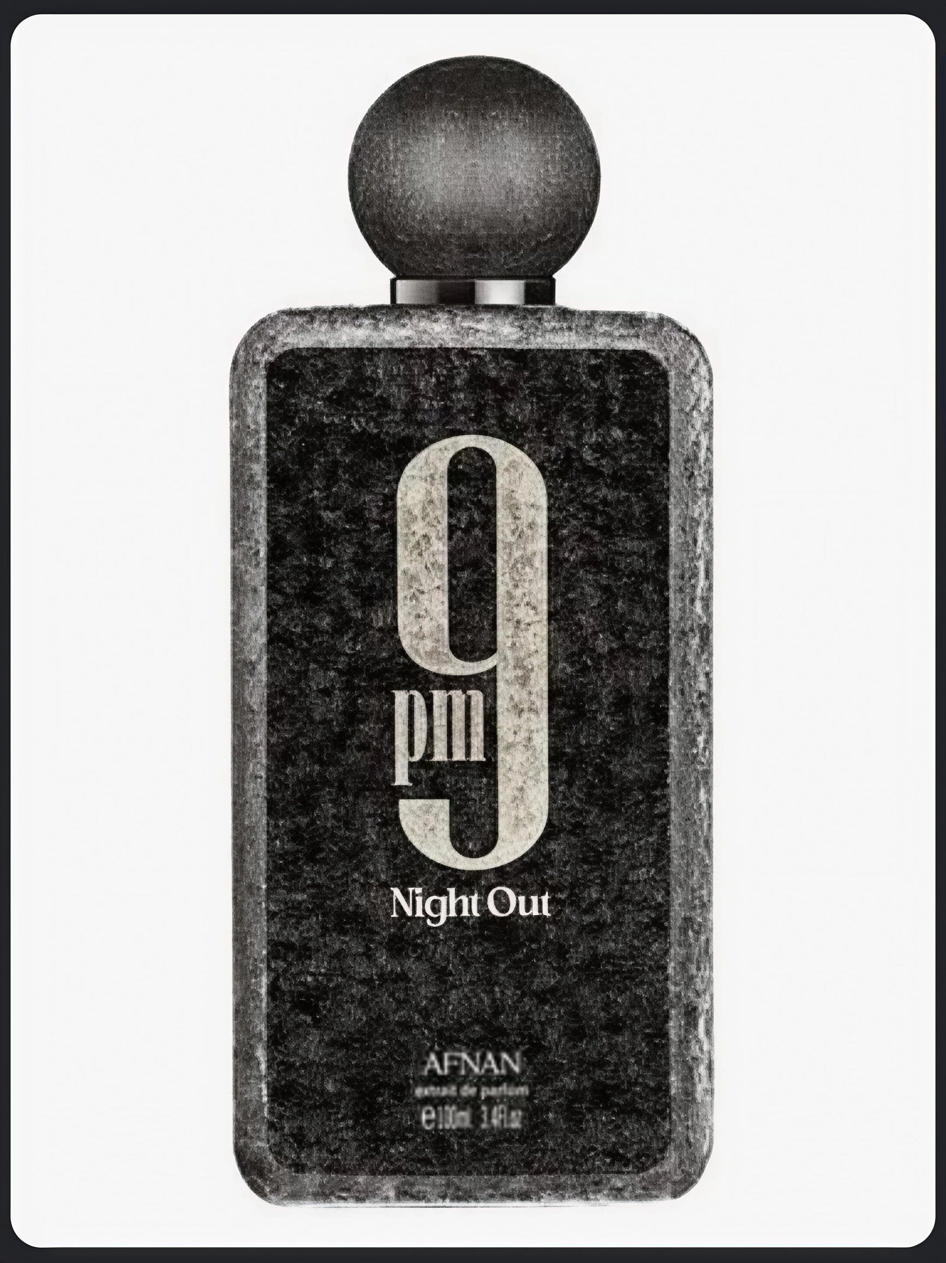 Perfume Afnan 9 PM Night Out de 100ml, extracto de perfume unisex de lujo, frasco elegante y sofisticado.