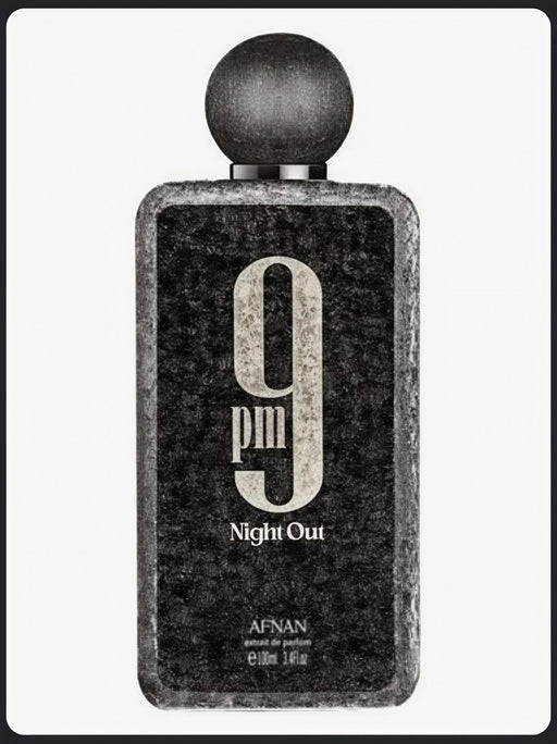 Perfume Afnan 9 PM Night Out de 100ml, extracto de perfume unisex de lujo, frasco elegante y sofisticado.