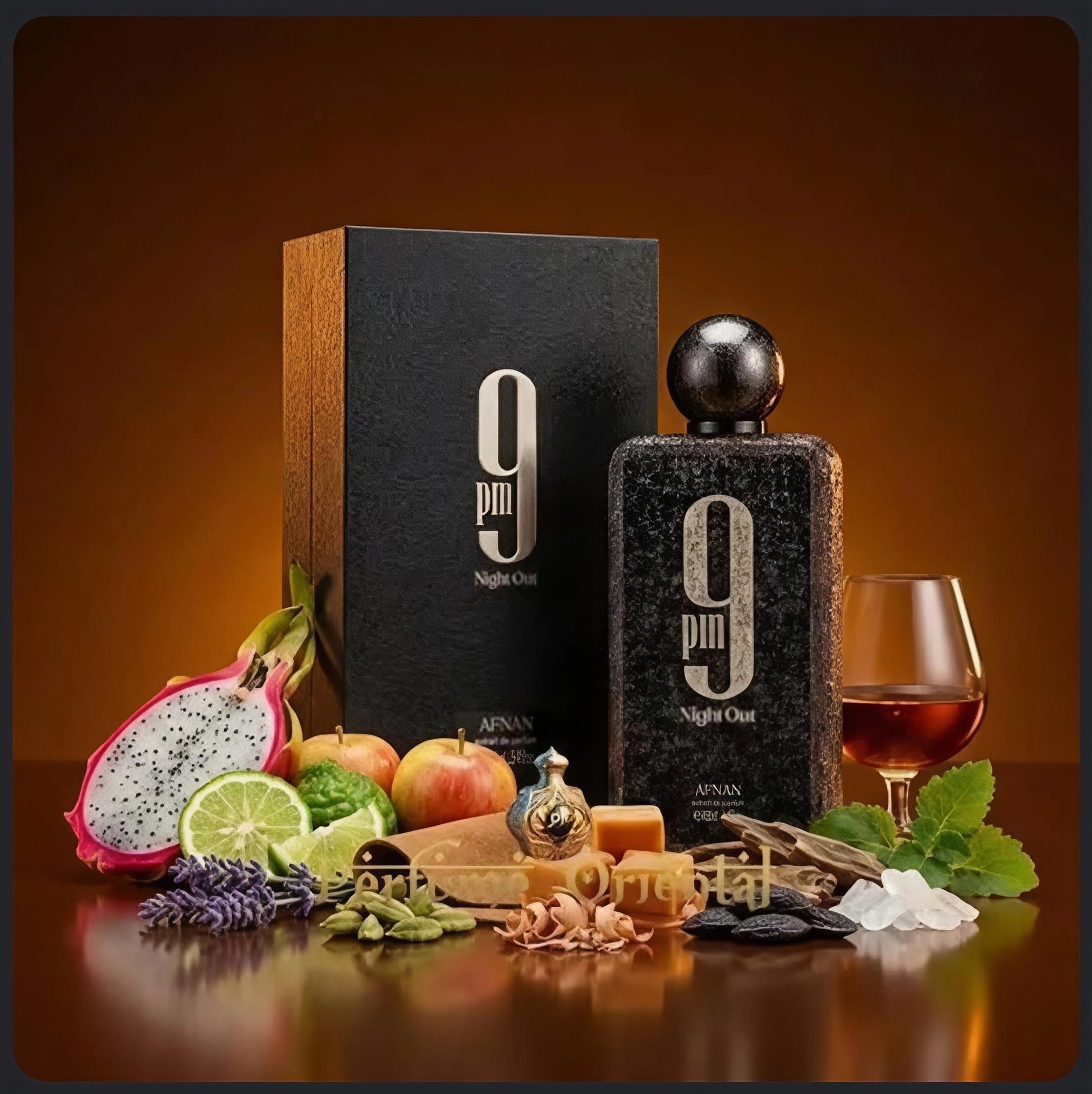 Perfume Afnan 9 PM Night Out de Nexorretail, frasco de 100ml, extracto de perfume unisex con diseño elegante y lujoso.